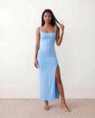 Maxi Dress Women Square Neck Open Back Bodycon Cocktail