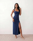 Maxi Dress Women Square Neck Open Back Bodycon Cocktail