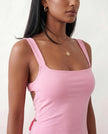 Maxi Dress Women Square Neck Open Back Bodycon Cocktail