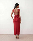 Maxi Dress Women Square Neck Open Back Bodycon Cocktail