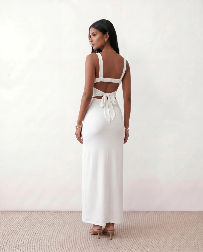 Maxi Dress Women Square Neck Open Back Bodycon Cocktail