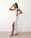 Maxi Dress Women Square Neck Open Back Bodycon Cocktail