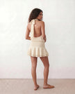 Mini Dress Women Cocktail Halter Neck Tiered Ruffle