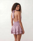 Mini Dress Women Cocktail Halter Neck Tiered Ruffle