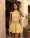 Mini Dress Women Cocktail Halter Neck Tiered Ruffle