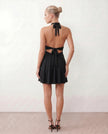 Mini Dress Women Party Halter Plunge Neck Backless