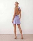 Mini Dress Women Party Halter Plunge Neck Backless
