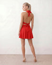 Mini Dress Women Party Halter Plunge Neck Backless