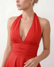 Mini Dress Women Party Halter Plunge Neck Backless