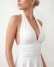 Mini Dress Women Party Halter Plunge Neck Backless