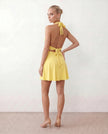 Mini Dress Women Party Halter Plunge Neck Backless