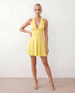 Mini Dress Women Party Halter Plunge Neck Backless