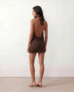 Silk Mini Dress Women Party Halter Backless Bodycon