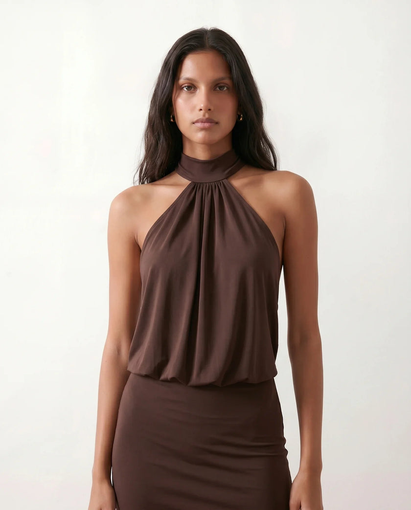 Silk Mini Dress Women Party Halter Backless Bodycon