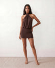 Silk Mini Dress Women Party Halter Backless Bodycon