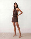 Silk Mini Dress Women Party Halter Backless Bodycon