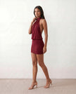 Silk Mini Dress Women Party Halter Backless Bodycon
