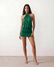 Silk Mini Dress Women Party Halter Backless Bodycon