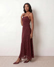 Floral Maxi Dress Women Wedding Guest Square Neck Lace-Up Back