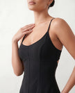 Colour Block Maxi Dress Women Wedding Guest Corset Black Ivory