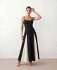 Colour Block Maxi Dress Women Wedding Guest Corset Black Ivory