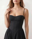 Cocktail Midi Dress Women Sweetheart Corset Spaghetti Strap