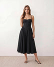 Cocktail Midi Dress Women Sweetheart Corset Spaghetti Strap