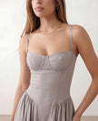 Cocktail Midi Dress Women Sweetheart Corset Spaghetti Strap
