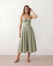 Cocktail Midi Dress Women Sweetheart Corset Spaghetti Strap