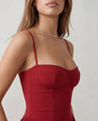 Cocktail Midi Dress Women Sweetheart Corset Spaghetti Strap