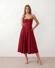 Cocktail Midi Dress Women Sweetheart Corset Spaghetti Strap