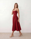 Cocktail Midi Dress Women Sweetheart Corset Spaghetti Strap