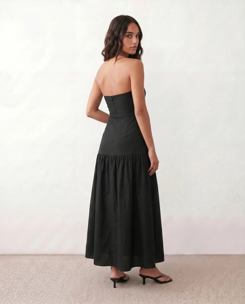 Strapless Maxi Dress Women Cocktail Sweetheart A-Line Ruched
