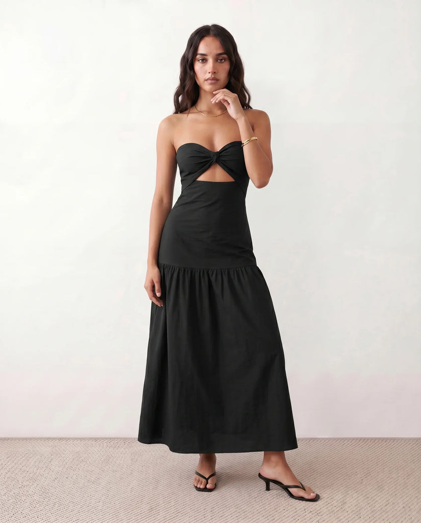 Strapless Maxi Dress Women Cocktail Sweetheart A-Line Ruched
