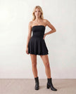 Mini Dress Women Party Strapless Tiered Ruched