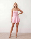 Mini Dress Women Party Strapless Tiered Ruched