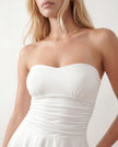 Mini Dress Women Party Strapless Tiered Ruched