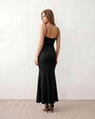 Maxi Dress Women Metallic Cowl Neck Open Back Mermaid Party