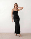 Maxi Dress Women Metallic Cowl Neck Open Back Mermaid Party