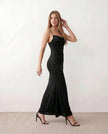 Maxi Dress Women Metallic Cowl Neck Open Back Mermaid Party