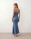 Maxi Dress Women Metallic Cowl Neck Open Back Mermaid Party