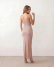 Maxi Dress Women Metallic Cowl Neck Open Back Mermaid Party