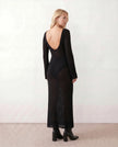 Crochet Maxi Dress Women Party Plunge V-Neck Long Sleeve