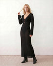 Crochet Maxi Dress Women Party Plunge V-Neck Long Sleeve