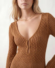 Crochet Maxi Dress Women Party Plunge V-Neck Long Sleeve