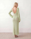 Crochet Maxi Dress Women Party Plunge V-Neck Long Sleeve