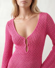 Crochet Maxi Dress Women Party Plunge V-Neck Long Sleeve