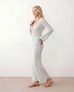 Crochet Maxi Dress Women Party Plunge V-Neck Long Sleeve