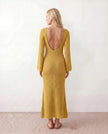 Crochet Maxi Dress Women Party Plunge V-Neck Long Sleeve