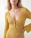 Crochet Maxi Dress Women Party Plunge V-Neck Long Sleeve